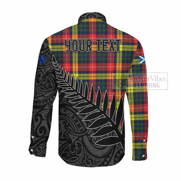 Dewar Crest Tartan Long Sleeve Button Shirt with New Zealand Silver Fern Half Style Men's Shirt - Tartan Vibes Clothing