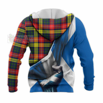 Dewar Tartan Knitted Hoodie with Family Crest Scotland Patriotic Style - Tartan Vibes Clothing