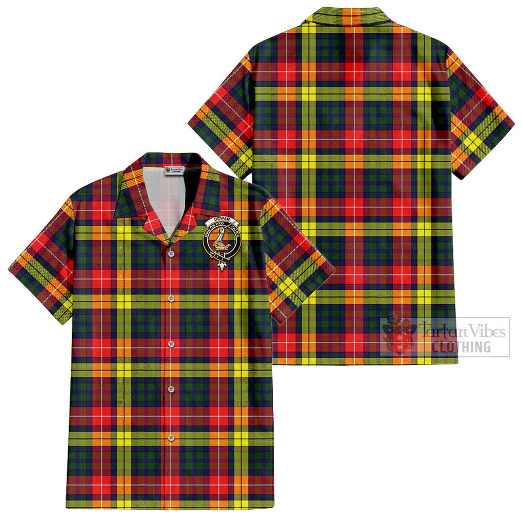 Dewar Tartan Cotton Hawaiian Shirt with Family Crest - Tartan Vibes Clothing