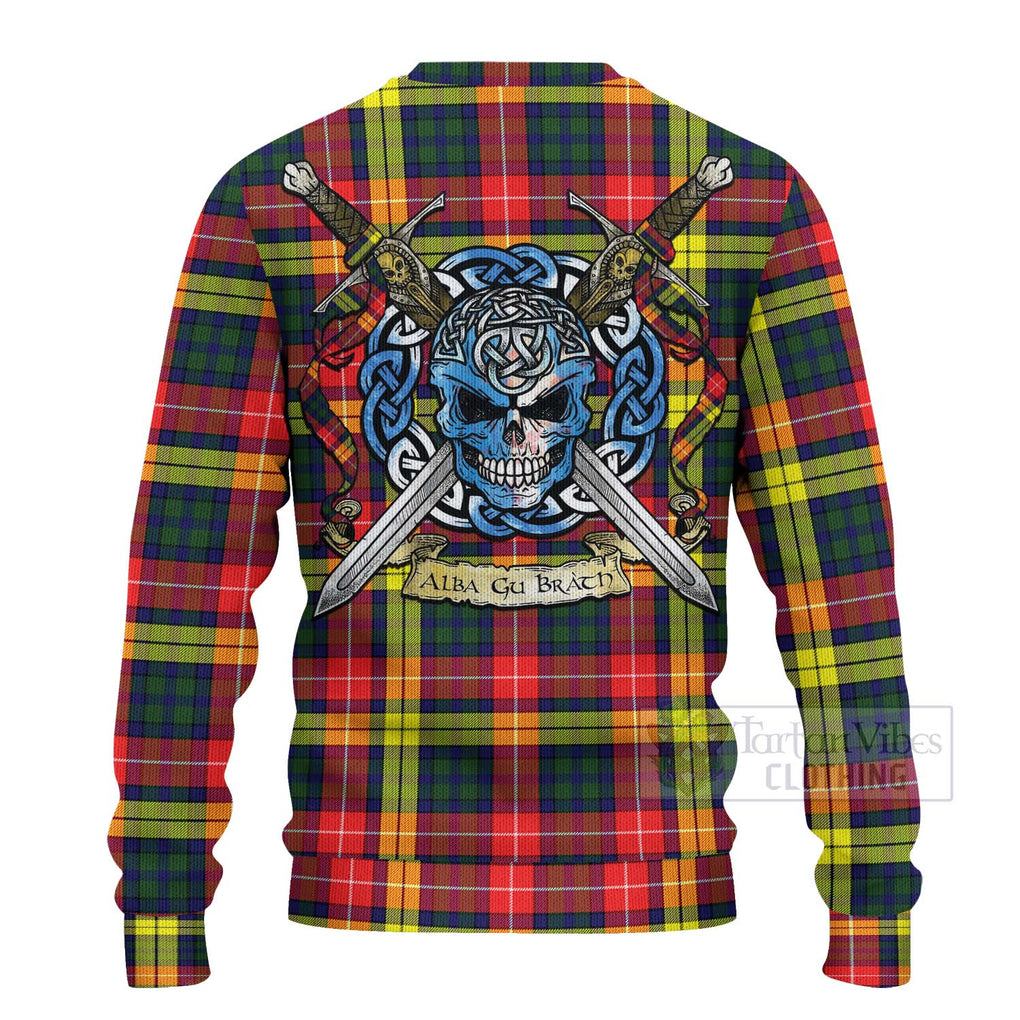 Dewar Tartan Ugly Sweater with Family Crest Celtic Skull Style - Tartan Vibes Clothing