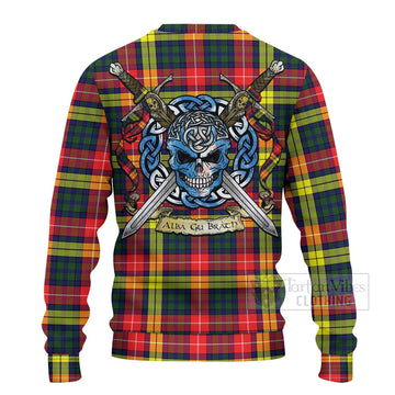 Dewar Tartan Ugly Sweater with Family Crest Celtic Skull Style - Tartan Vibes Clothing