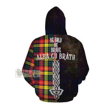 Dewar Tartan Family Crest Cotton Hoodie Alba Gu Brath Be Brave Lion Ancient Style