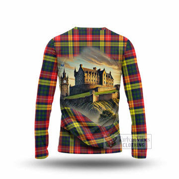 Dewar Tartan Family Crest Long Sleeve T-Shirt with Scottish Ancient Castle Style - Tartan Vibes Clothing