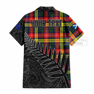 Dewar Crest Tartan Hawaiian Shirt with New Zealand Silver Fern Half Style - Tartan Vibes Clothing