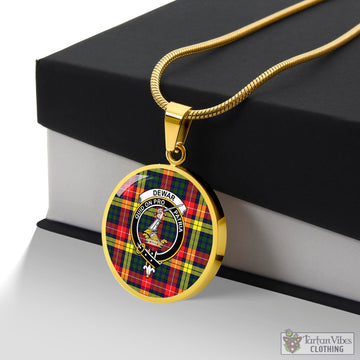 Dewar Tartan Circle Necklace with Family Crest