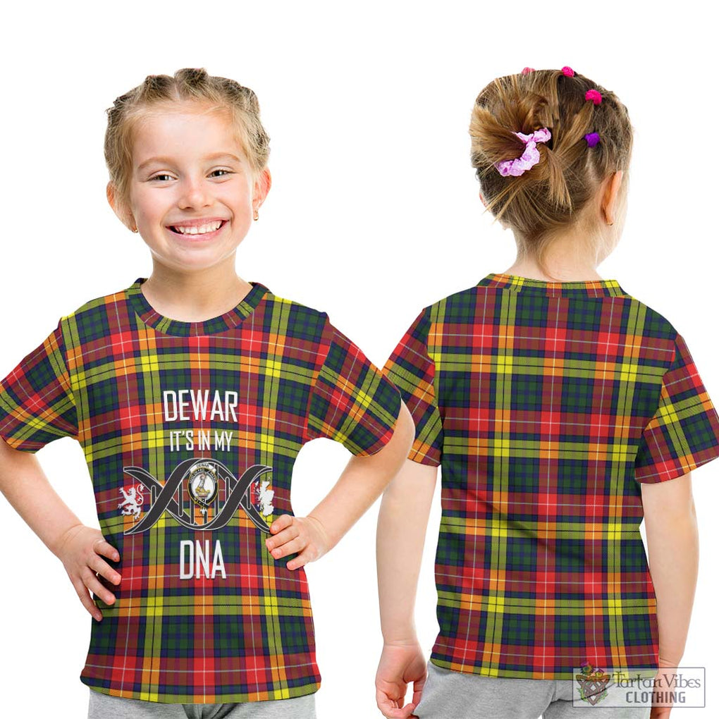 Dewar Tartan Kid T-Shirt with Family Crest DNA In Me Style - Tartan Vibes Clothing