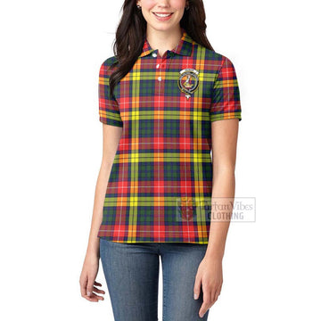 Dewar Tartan Women's Polo Shirt with Family Crest Celtic Skull Style - Tartan Vibes Clothing