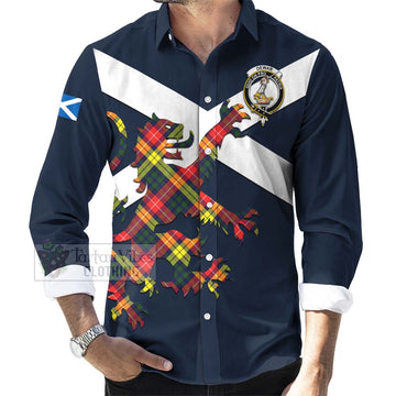 Dewar Tartan Lion Rampant Long Sleeve Button Shirt Proudly Display Your Heritage with Alba Gu Brath and Clan Name Men's Shirt - Tartan Vibes Clothing