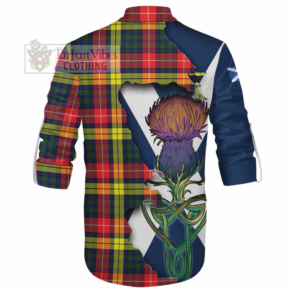 Dewar Tartan Family Crest Ghillie Kilt Shirt Scottish Thistle Celtic Inspired - Tartan Vibes Clothing