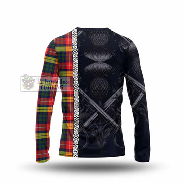 Dewar Tartan Long Sleeve T-Shirt with Family Crest Cross Sword Thistle Celtic Vibes - Tartan Vibes Clothing