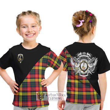 Dewar Tartan Kid T-Shirt with Family Crest and Military Logo Style - Tartan Vibes Clothing