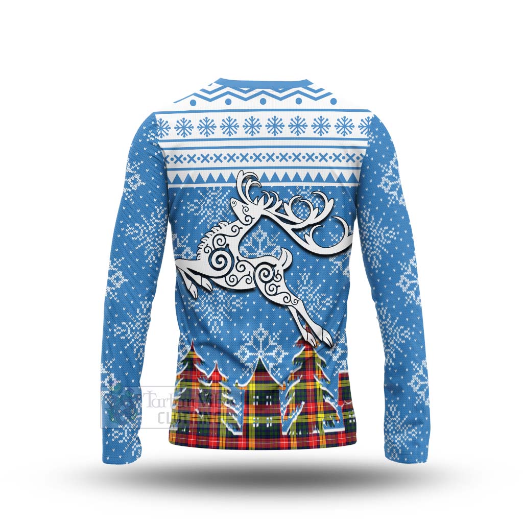 Dewar Clan Christmas Long Sleeve T-Shirt Celtic Reindeer Style - Tartan Vibes Clothing