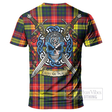 Dewar Tartan T-Shirt with Family Crest Celtic Skull Style - Tartan Vibes Clothing