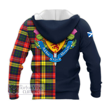 Dewar Tartan Knitted Hoodie Alba with Scottish Lion Royal Arm Half Style - Tartan Vibes Clothing