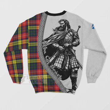 Dewar Tartan Clan Crest Sweatshirt with Highlander Warrior Celtic Style - Tartan Vibes Clothing