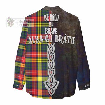 Dewar Tartan Family Crest Women's Casual Shirt Alba Gu Brath Be Brave Lion Ancient Style - Tartan Vibes Clothing