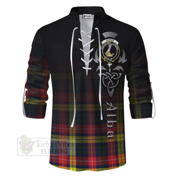 Dewar Tartan Ghillie Kilt Shirt Featuring Alba Gu Brath Family Crest Celtic Inspired - Tartan Vibes Clothing