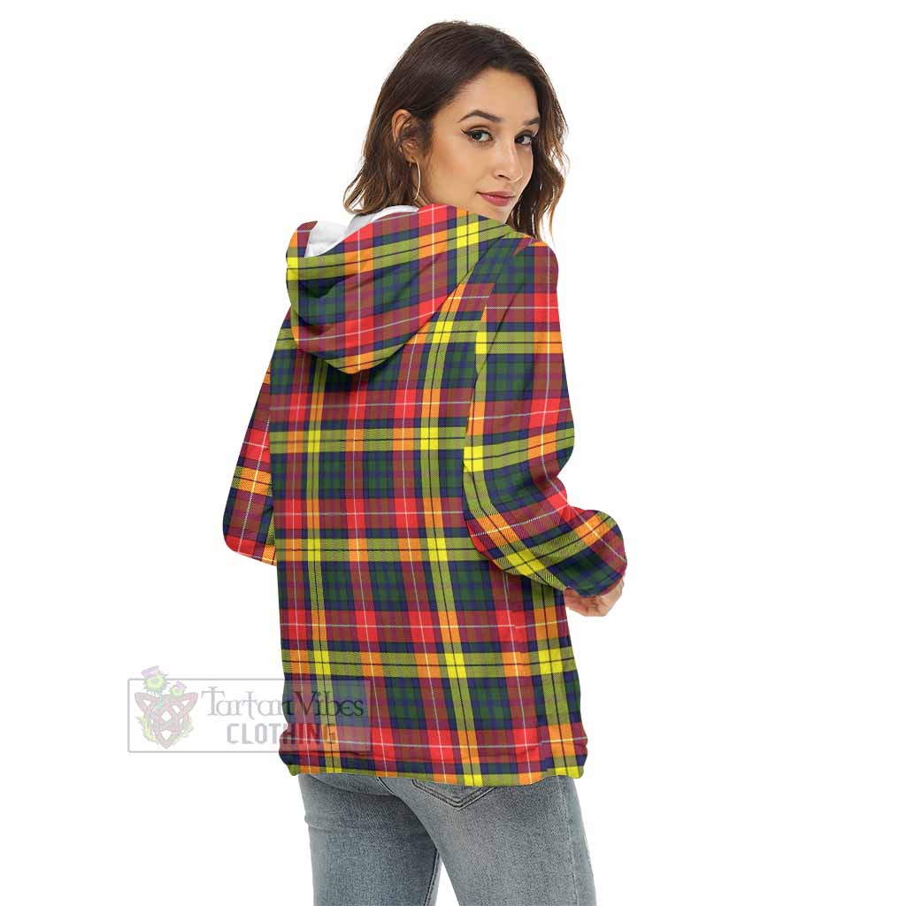 Dewar Tartan Women's Borg Fleece Hoodie with Half Zip - Tartan Vibes Clothing