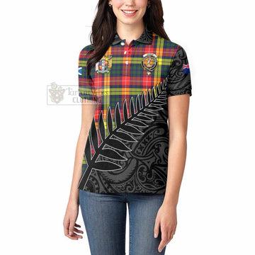 Dewar Crest Tartan Women's Polo Shirt with New Zealand Silver Fern Half Style - Tartan Vibes Clothing