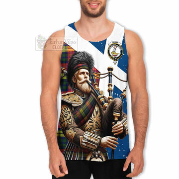 Dewar Tartan Men's Tank Top with Family Crest Scottish Bagpiper Vibes - Tartan Vibes Clothing