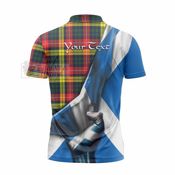 Dewar Tartan Zipper Polo Shirt with Family Crest Scotland Patriotic Style - Tartan Vibes Clothing