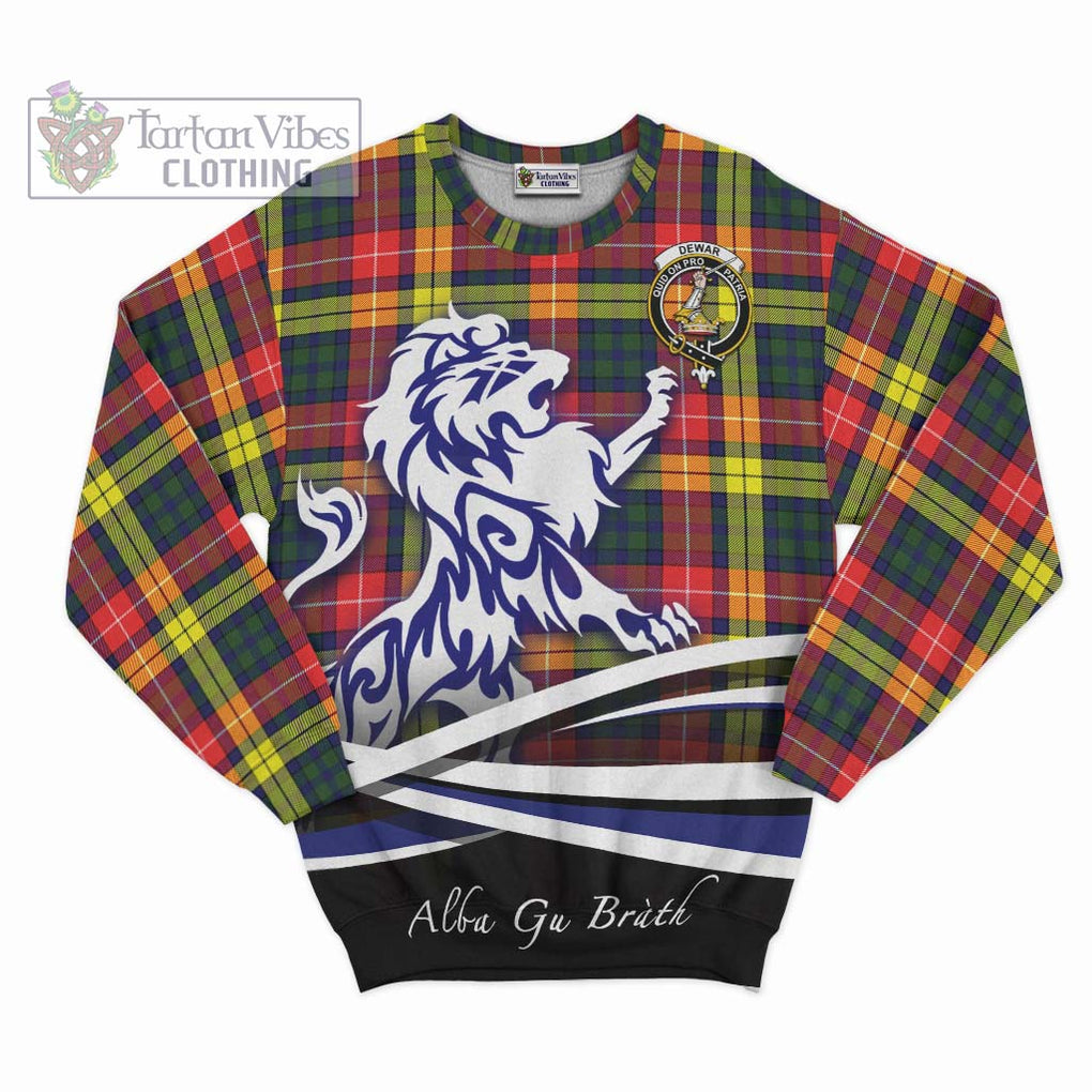 Dewar Tartan Sweatshirt with Alba Gu Brath Regal Lion Emblem - Tartan Vibes Clothing