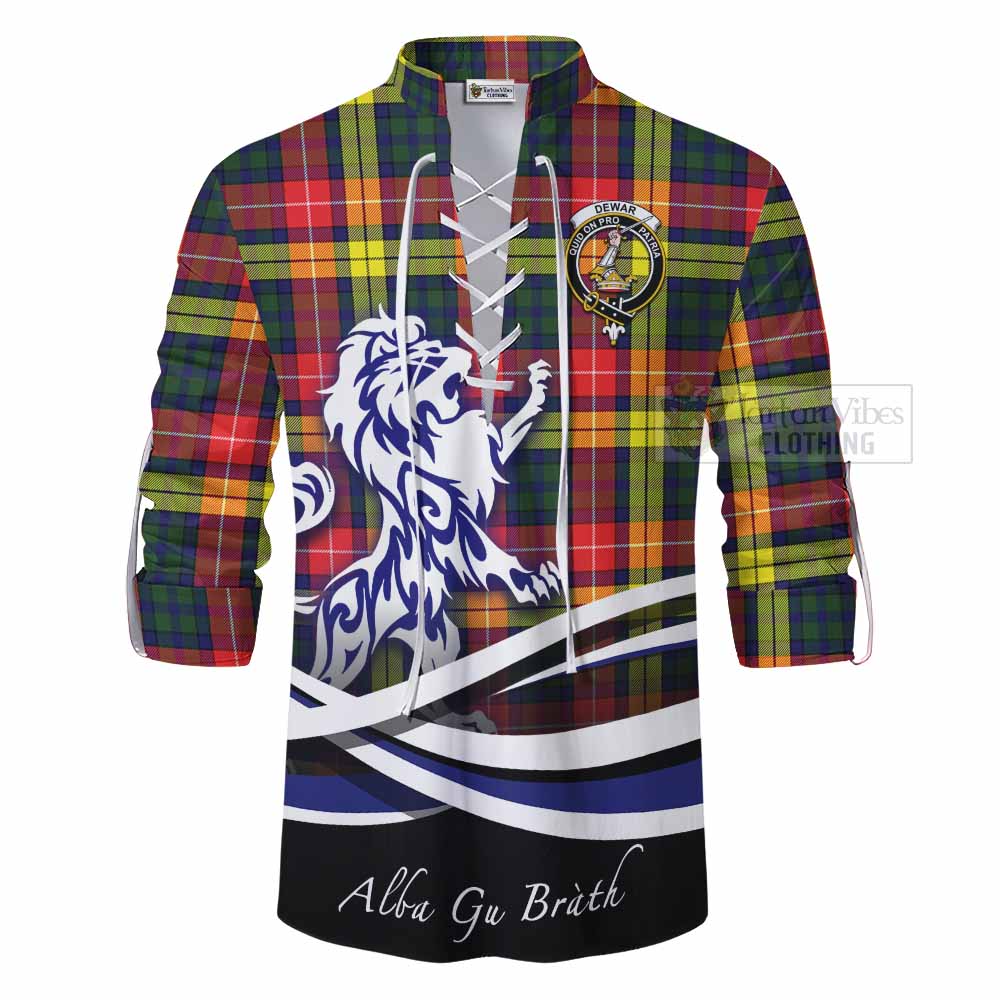 Dewar Tartan Ghillie Kilt Shirt with Alba Gu Brath Regal Lion Emblem - Tartan Vibes Clothing