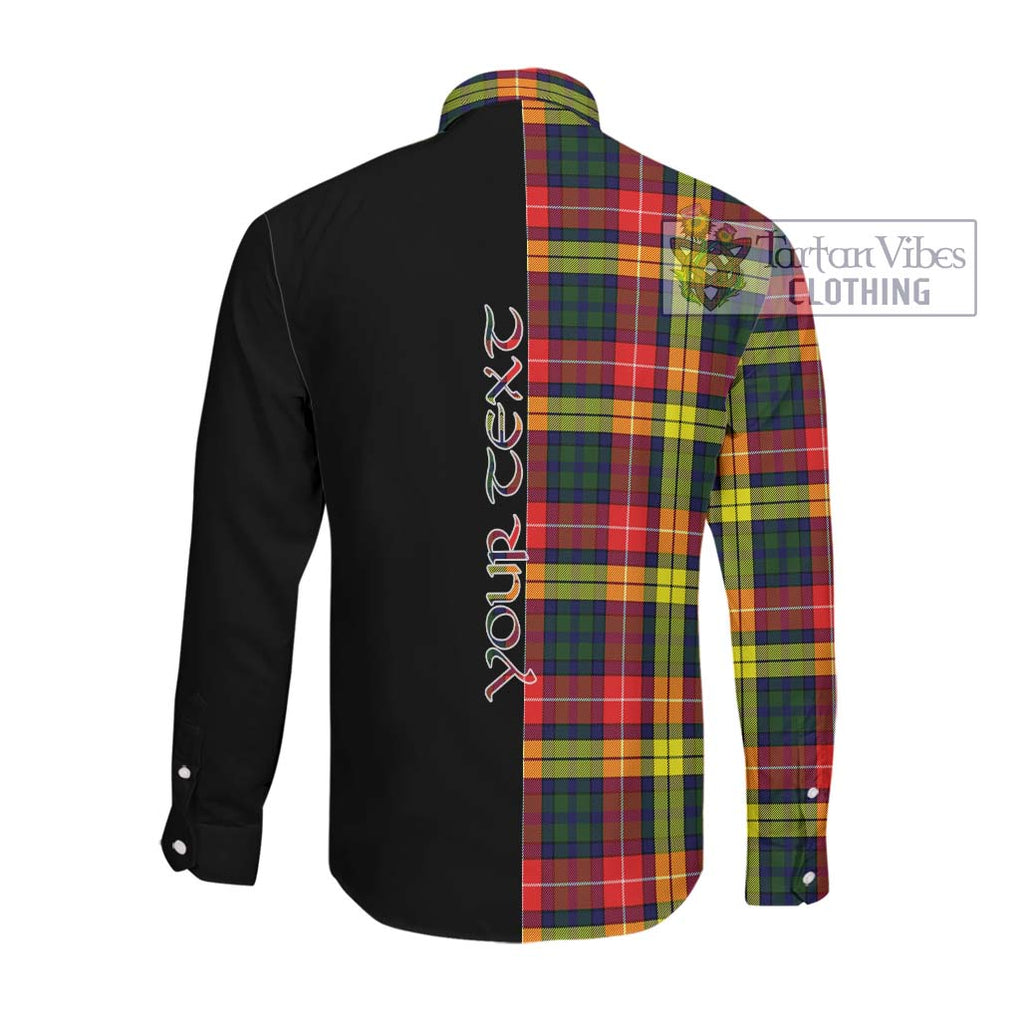 Dewar Tartan Long Sleeve Button Shirt with Family Crest and Half Of Me Style Men's Shirt - Tartanvibesclothing Shop