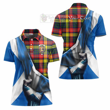 Dewar Tartan Women's Polo Shirt with Family Crest Scotland Patriotic Style - Tartan Vibes Clothing