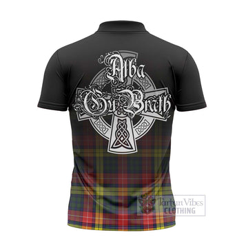 Dewar Tartan Zipper Polo Shirt Featuring Alba Gu Brath Family Crest Celtic Inspired - Tartan Vibes Clothing