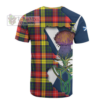 Tartan Vibes Clothing Dewar Tartan Family Crest Cotton T-shirt Scottish Thistle Celtic Inspired