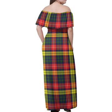 Dewar Tartan Off Shoulder Long Dress - Tartan Vibes Clothing