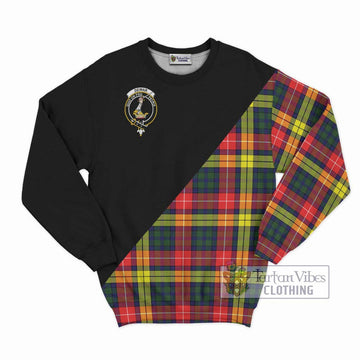 Dewar Tartan Sweatshirt with Family Crest and Military Logo Style - Tartan Vibes Clothing