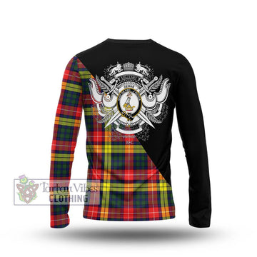 Dewar Tartan Long Sleeve T-Shirt with Family Crest and Military Logo Style - Tartan Vibes Clothing