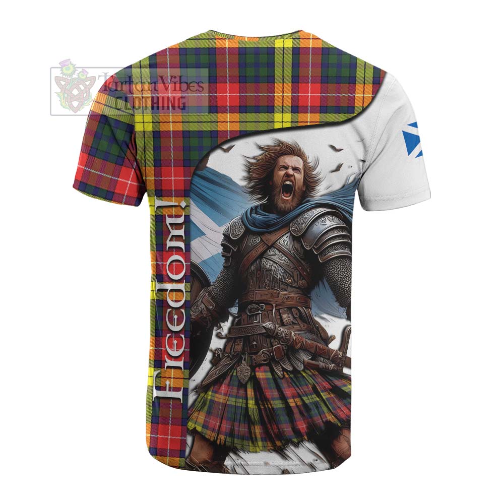 Dewar Crest Tartan Cotton T-shirt Inspired by the Freedom of Scottish Warrior - Tartan Vibes Clothing