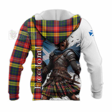 Dewar Crest Tartan Knitted Hoodie Inspired by the Freedom of Scottish Warrior - Tartan Vibes Clothing