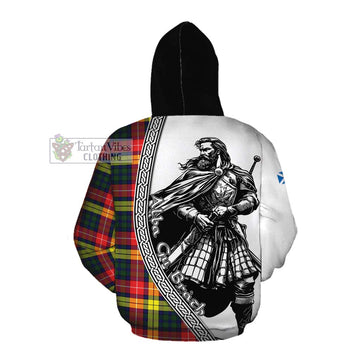 Dewar Tartan Clan Crest Cotton Hoodie with Highlander Warrior Celtic Style Pullover Hoodie - Tartan Vibes Clothing