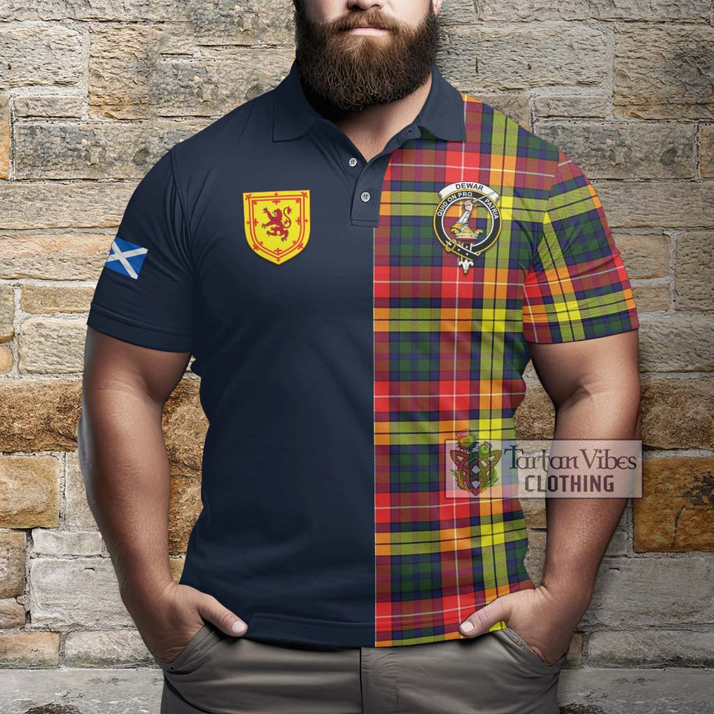 Dewar Tartan Polo Shirt Alba with Scottish Lion Royal Arm Half Style - Tartan Vibes Clothing