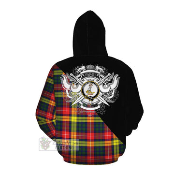 Dewar Tartan Cotton Hoodie with Family Crest and Military Logo Style Pullover Hoodie - Tartan Vibes Clothing