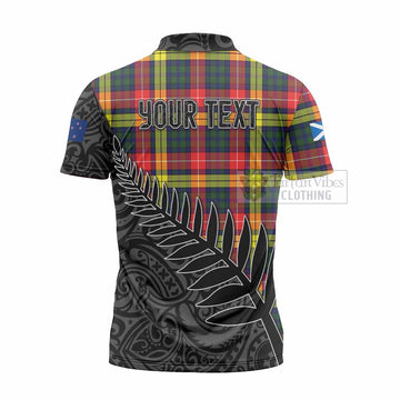 Dewar Crest Tartan Zipper Polo Shirt with New Zealand Silver Fern Half Style - Tartan Vibes Clothing