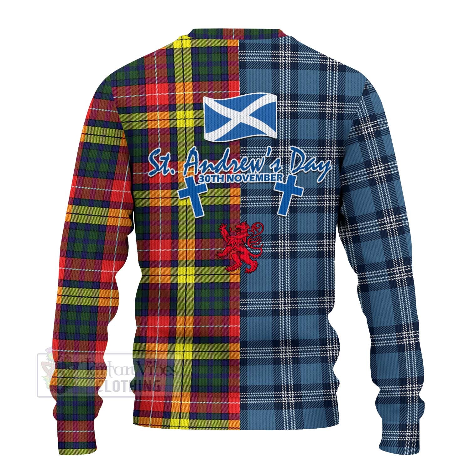 Dewar Tartan Knitted Sweater Happy St. Andrew's Day Half Tartan Style - Tartan Vibes Clothing