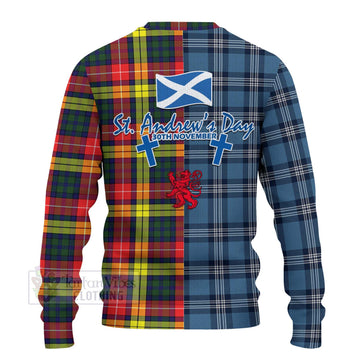 Dewar Tartan Knitted Sweater Happy St. Andrew's Day Half Tartan Style - Tartan Vibes Clothing