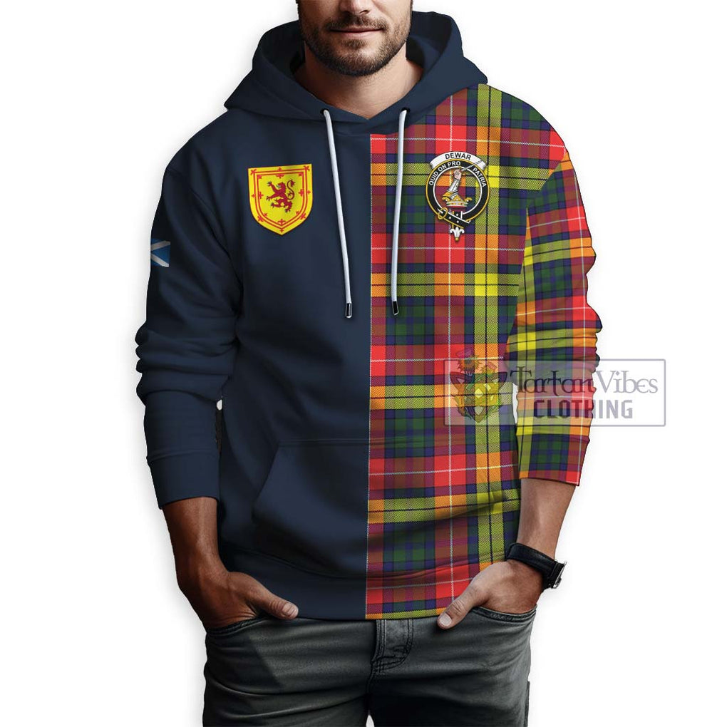 Dewar Tartan Hoodie Alba with Scottish Lion Royal Arm Half Style - Tartan Vibes Clothing