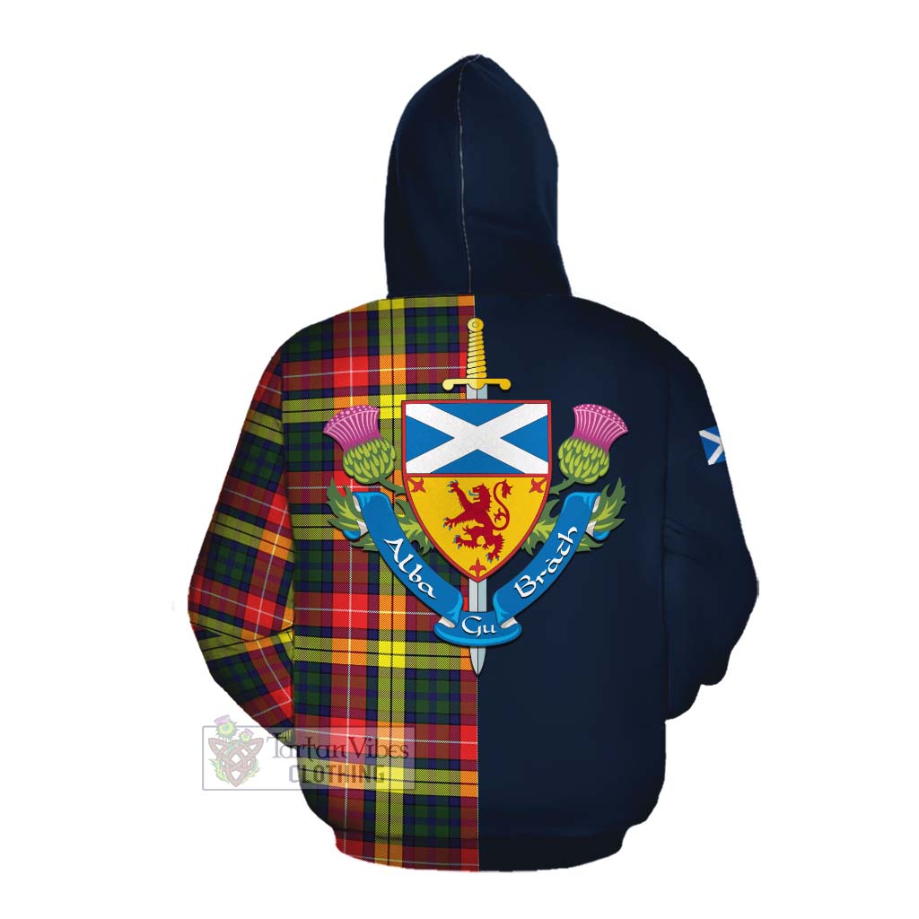 Dewar Tartan Cotton Hoodie Alba with Scottish Lion Royal Arm Half Style Pullover Hoodie - Tartan Vibes Clothing