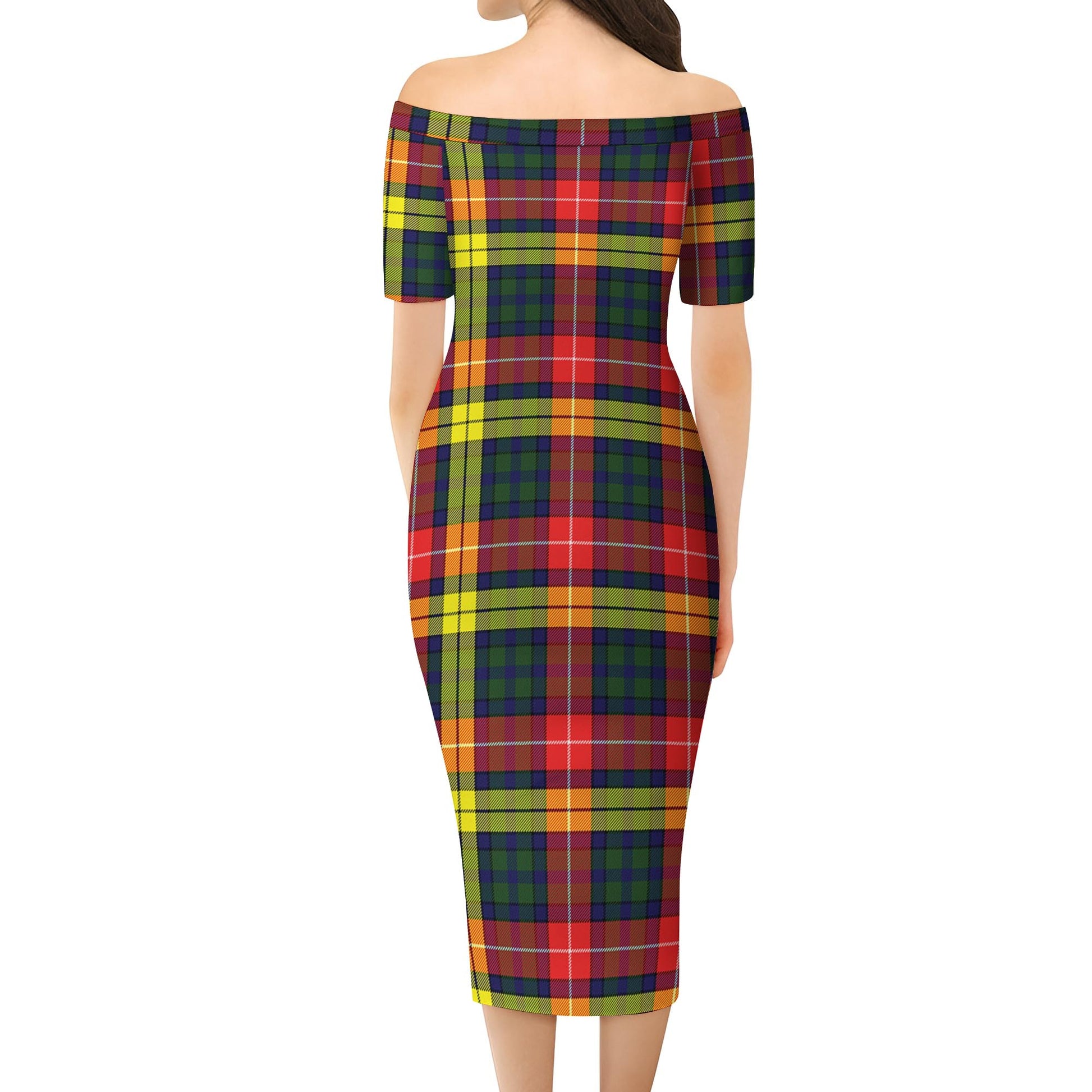 Dewar Tartan Off Shoulder Lady Dress - Tartan Vibes Clothing