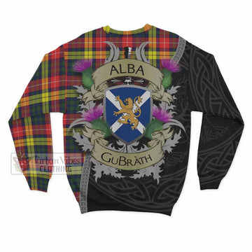 Dewar Tartan Family Crest Sweatshirt Lion Rampant Royal Thistle Shield Celtic Inspired - Tartan Vibes Clothing