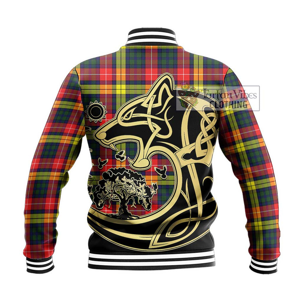 Dewar Tartan Baseball Jacket with Family Crest Celtic Wolf Style - Tartan Vibes Clothing