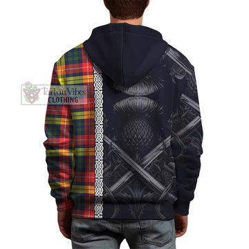 Dewar Tartan Hoodie with Family Crest Cross Sword Thistle Celtic Vibes - Tartan Vibes Clothing