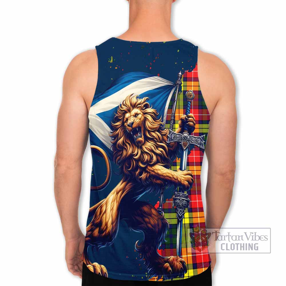 Dewar Tartan Family Crest Men's Tank Top with Scottish Majestic Lion - Tartan Vibes Clothing