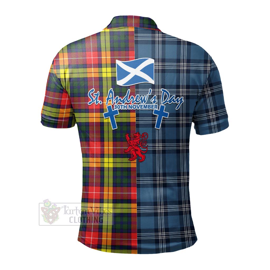 Dewar Tartan Polo Shirt Happy St. Andrew's Day Half Tartan Style - Tartan Vibes Clothing